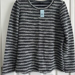 Ann Taylor Black White Silver Striped Sweater.
